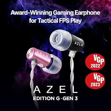 AZLA AZEL GEN 3 Gaming Earbuds with Mic Award-Winning IEMs Tuned for FPS Games Compatible with PS5, Xbox, PC Positional Audio & Clear Voice Chat Wired Gaming Headset for Gamers (Pink Black)