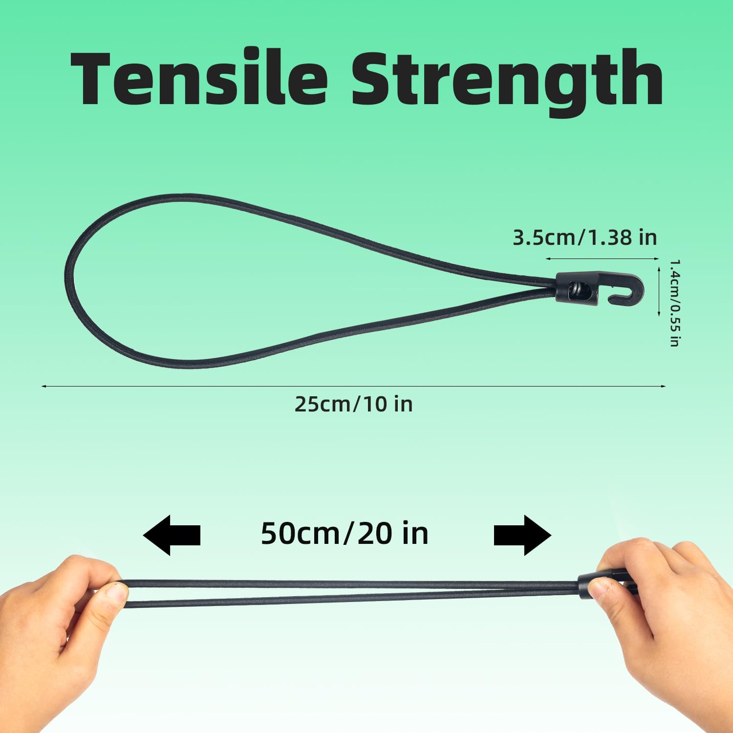 100 pcs 25cm/10 Inch bungee cords with hooks,short bungee cords with hooks,heavy duty bungee cords with hooks,small bungee cords with hooks,Small Tarpaulin Hooks (Black) - Image 3