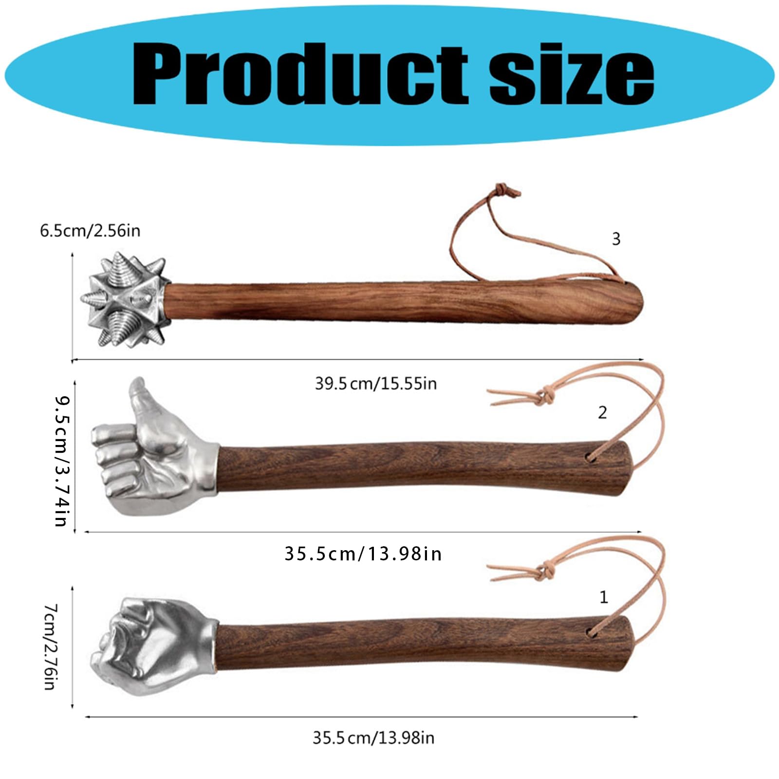 Martillo decorativo en forma de puño con cabeza de acero inoxidable con mango de madera para reparación de automóviles, jardinería y camping, martillo de puño de acero inoxidable con mango ergonómico