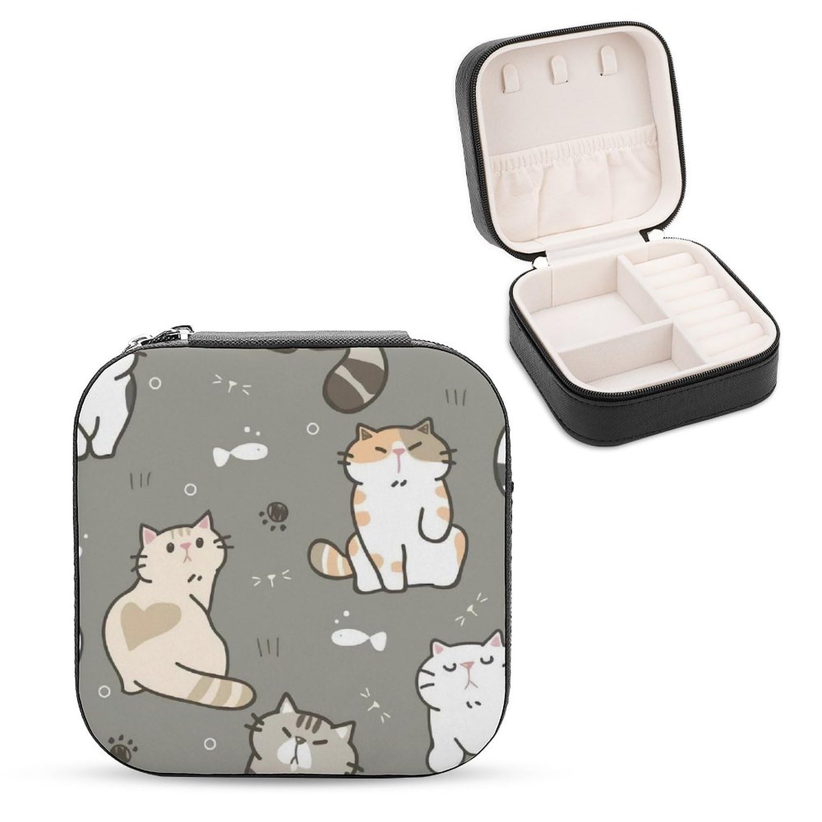 Amazon｜面白い 猫柄 ネコ ジュエリーボックス ジュエリーケース PU