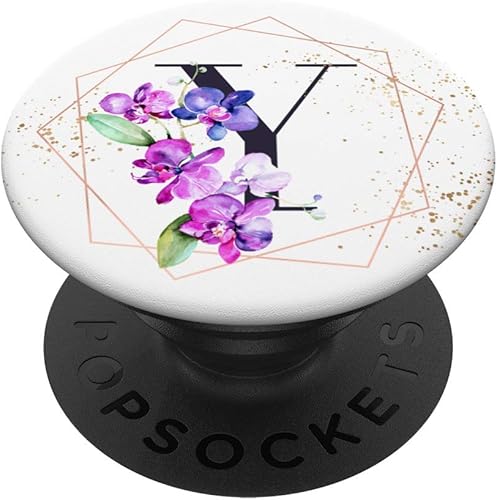 Miniatura 1 de Orquídeas Plantas Flor Arreglo Floral Blanco Letra Y PopSockets Agarre y soporte para teléfonos y tabletas