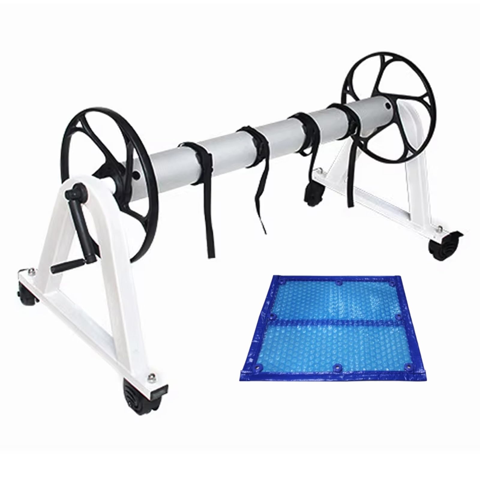 JXYQ Pool Reel for Covers - Telescopic Aluminum Roller with Wheels and Hand Crank for Inground and Above Ground Swimming Pools