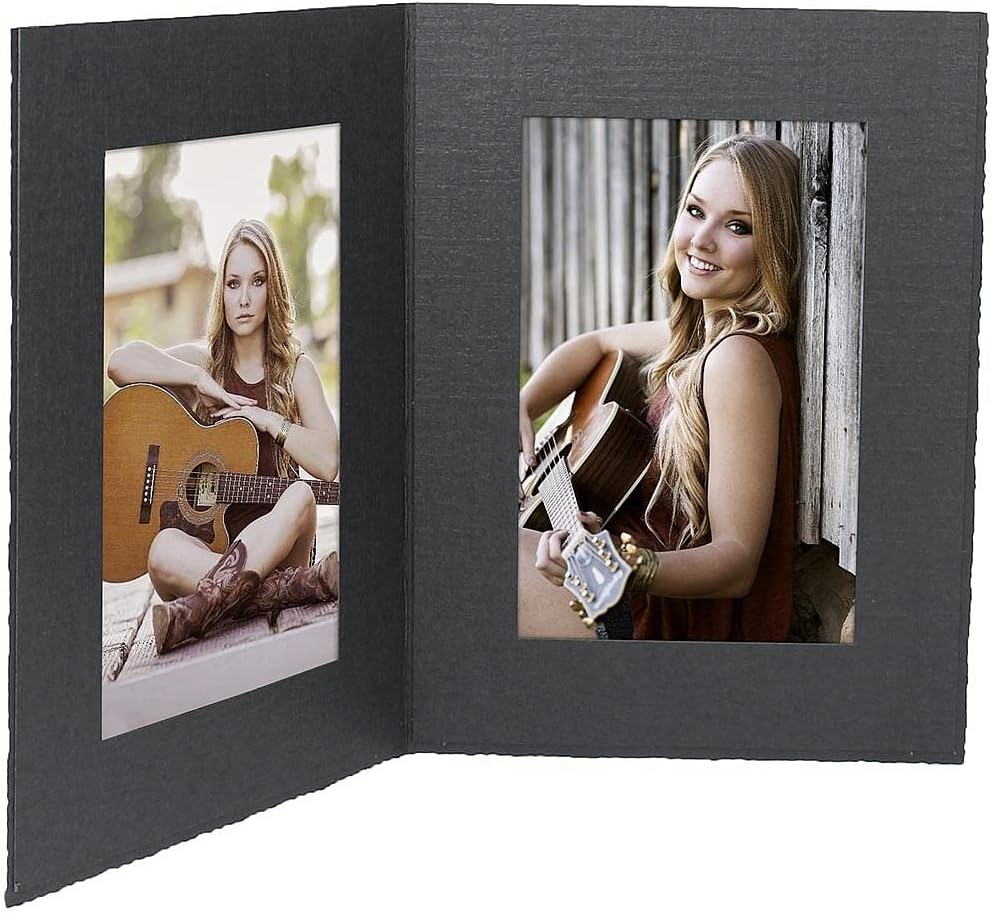 Studio Style By Collectors Gallery Black cardboard double photo folder frame w/plain border sold in 25s - 5x7