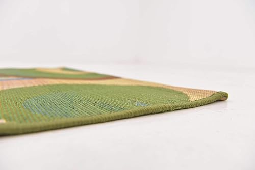 Miniatura 8 de Unique Loom - Alfombra colección de círculos abstractos, de transición para interiores y exteriores, beige, Polipropileno, Beige verde