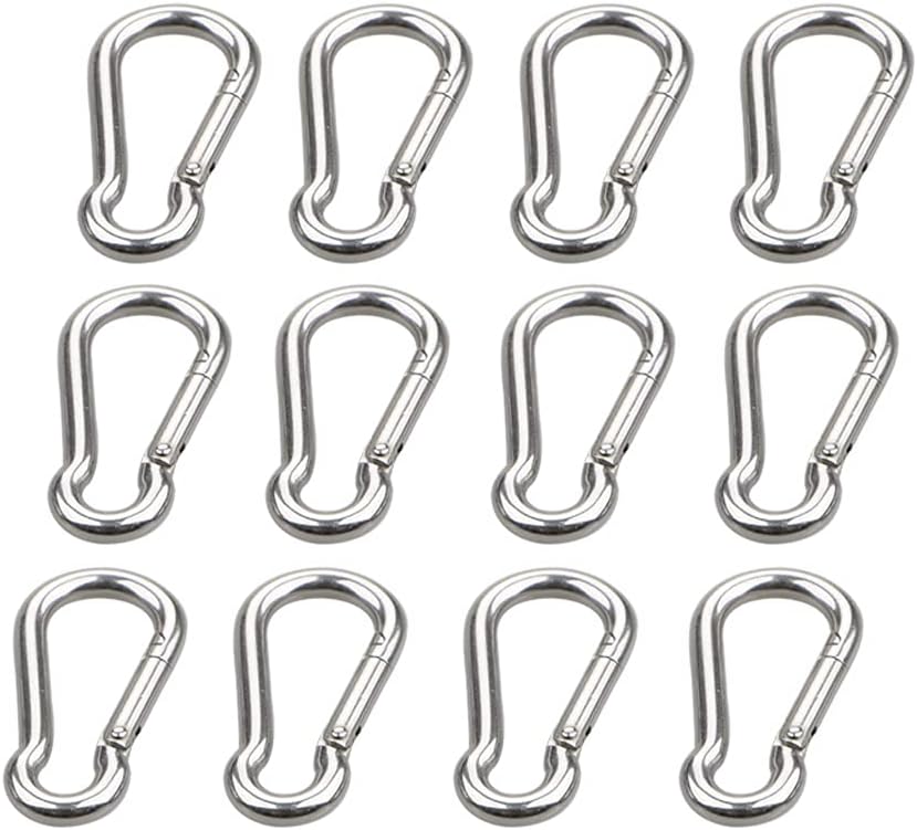 304 Stainless Steel Carabiner Clip for Camping, Hiking, Outdoor and Gym, Stainless Steel Spring Snap Hook Carabiner for Hammock, Dog Leash & Swing and Silver