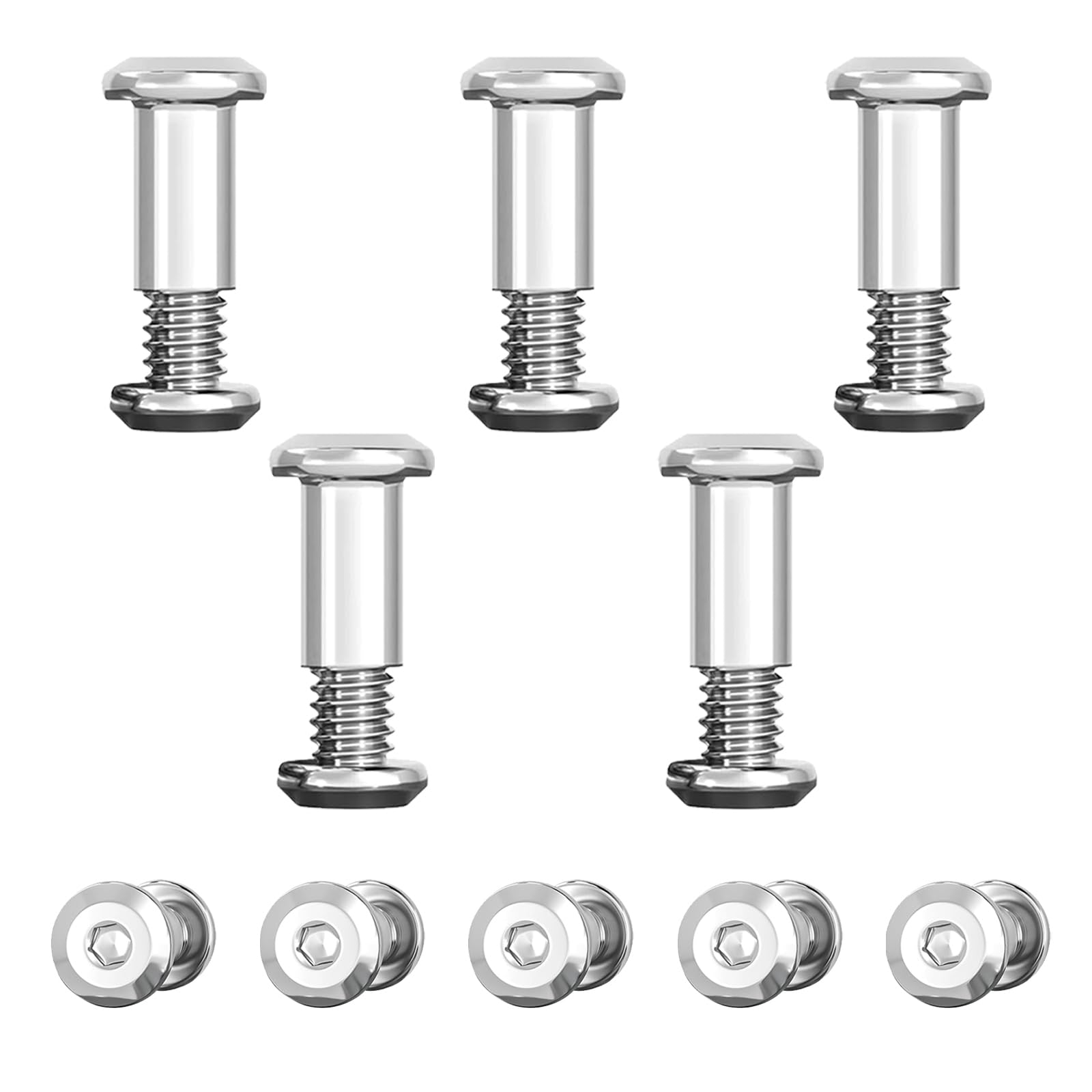 20 Viti Per Libri In Acciaio Inox 8 Mm – Rivetti A Vite Chicago Per Pelle E Fai Da Te – Argento