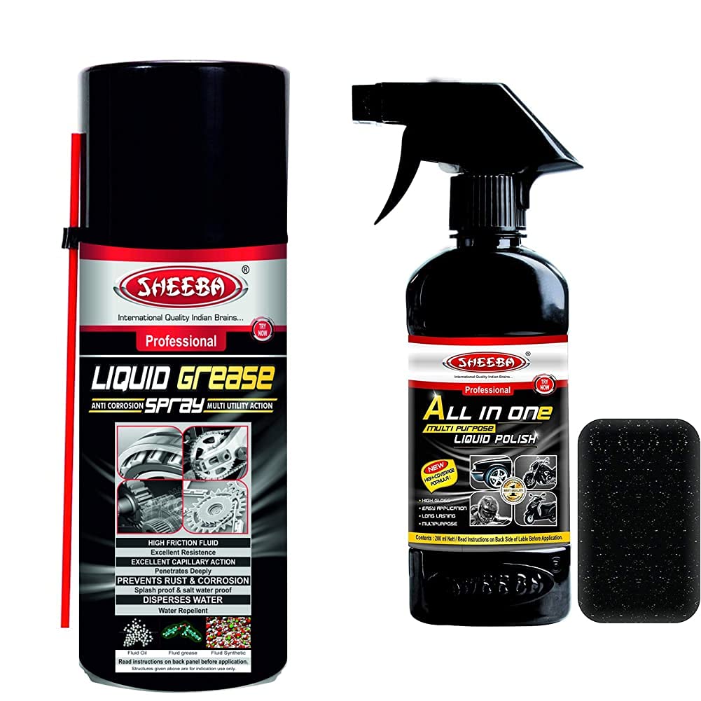 Sheeba Liquid Grease Spray (500 ml) (SLGVB7) & Sheeba SCAIO07 All-in-One Multipurpose Liquid Polish (200 ml) (B0982QJGFF) Amazon Price History, Amazon Price Tracker