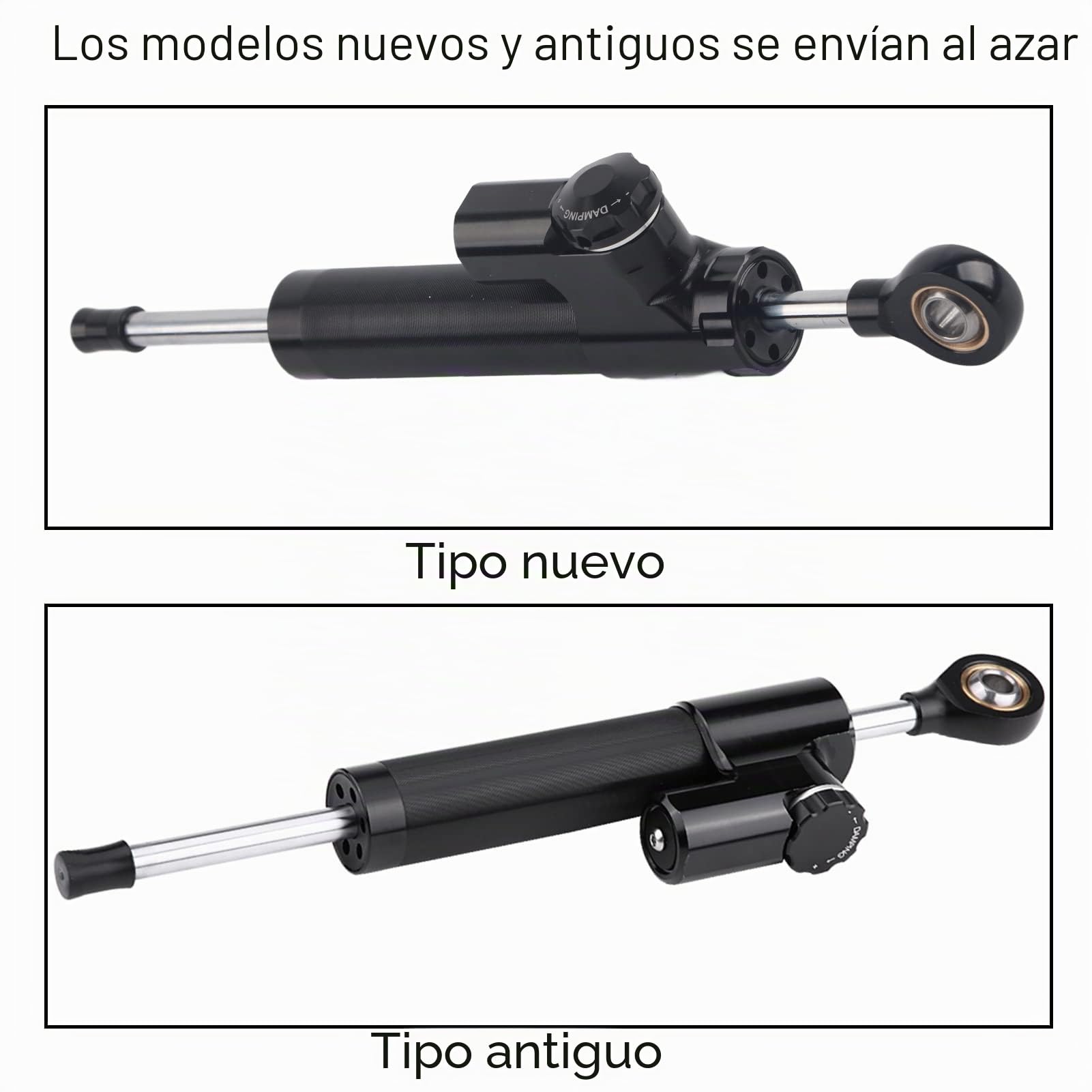 Amortiguador de Dirección Universal para Moto, Estabilizador Lineal de Aluminio CNC con Superficie Anodizada, Incluye Soporte de Montaje para Motocicletas de Carretera y Off Road (Negro)