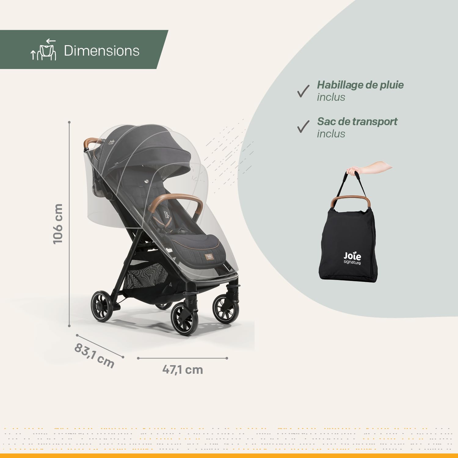 JOIE – PACK DUO – Poussette Parcel + Coque Sprint ISOFIX intégré pour installation sans base, dos route – Dès la Naissance - Eclipse