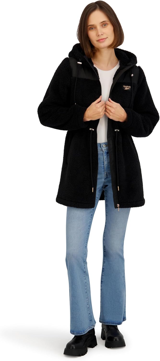 Reebok womens Long Double Sided Fleece Zip-up Jacket - Image 2