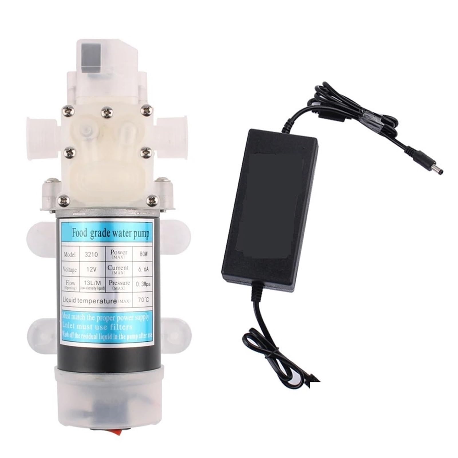 Bomba de microdiafragma 12V 80W autocebante con interruptor de presión 1