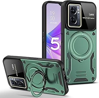 Case for Oppo A77 with Magnetic Attraction 360° Ring Stand Cover for Oppo A77 with Screen Camera Protector Hard PC TPU Case Green