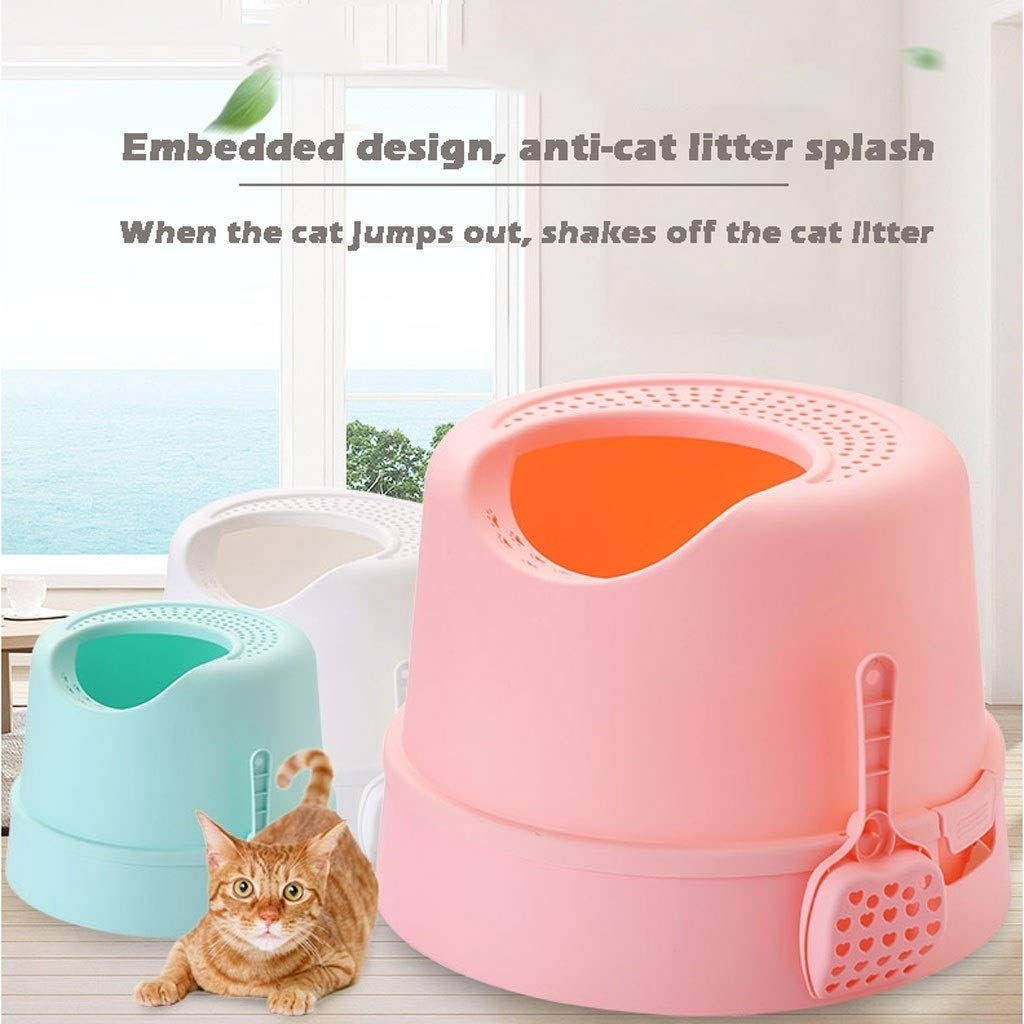 Haustiertoilette Top Eingang Katzentoilette Spritzwasser Katzentoilette Halbgeschlossen Katzentoilette Mehrfarbig Optionale Katzentoilette (Farbe: Weiß)