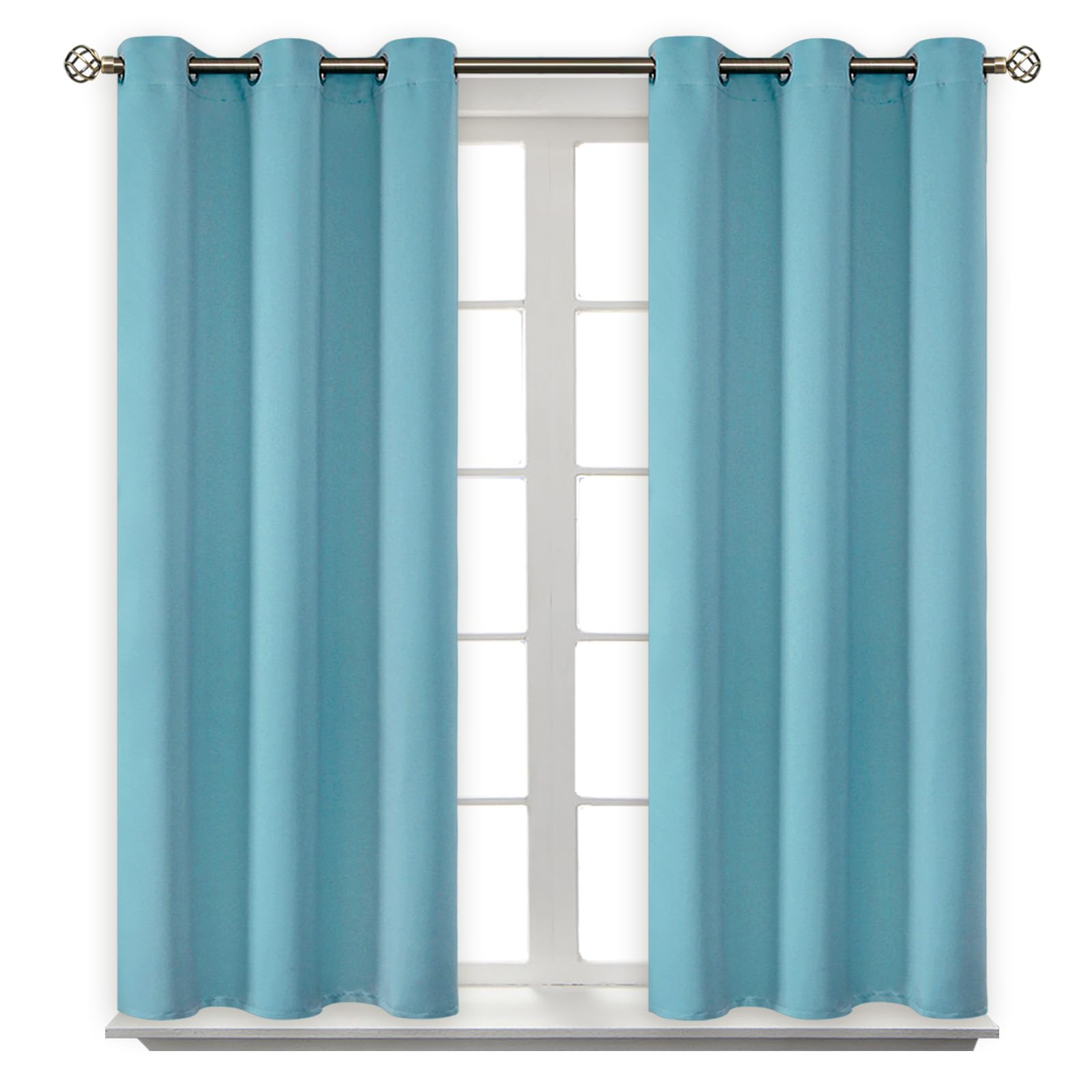 BGment Short Curtains for Small Window 54 Inch Long - Aqua Blue 2 Panels