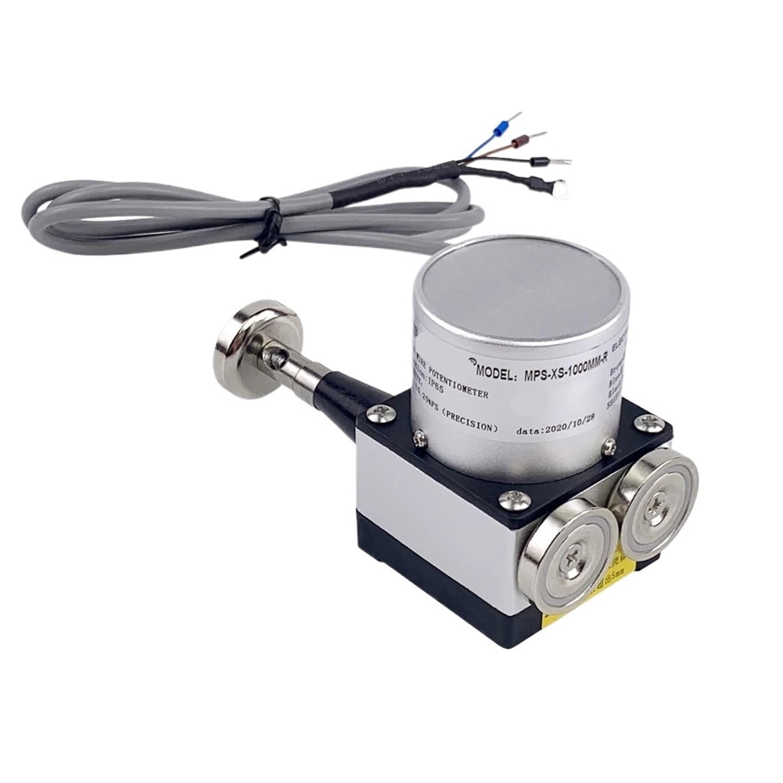Transducteur de potentiomètre à câble métallique linéaire MPS-XS, Installation d'aspiration magnétique sans perçage for Une Installation sûre et Facile(100mm,4-20mA)