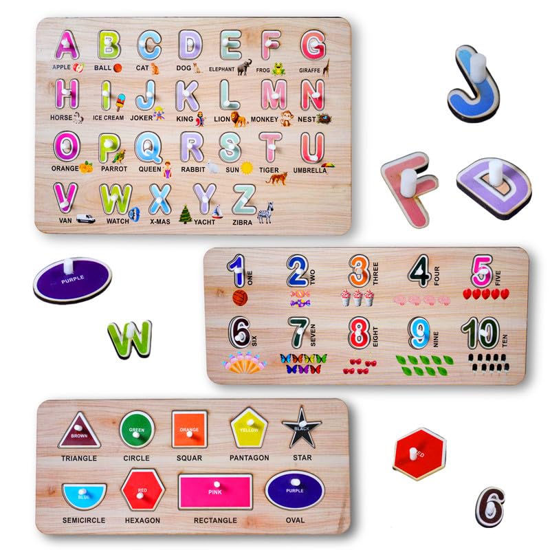 GIF VIF Wooden Puzzles for Kids | Wooden Alphabet, Number & Shape Learning Board Set of 3 | Educational Toddler Toys | Abc, 123, Shapes Puzzle Activities | Birthday Gift for 3+ (Abcd, Numbers & Shape) (B0D87T2N57) Amazon Price History, Amazon Price Tracker