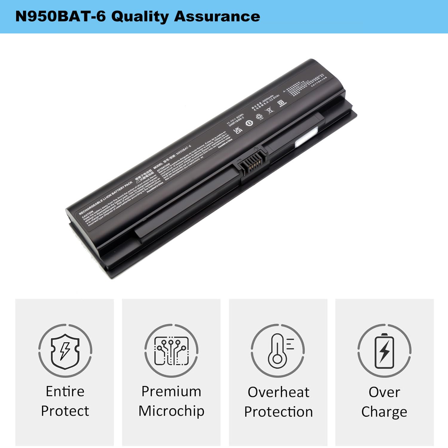 BLESYS N950BAT-6 - Batteria per laptop Clevo N950KP6 N950TD N950TP6 N957KP6 N957TD N957TP6 P960RD; per Hasee ZX7-CP5S2 ZX7-CP7S2 TX7 TX8 TX9 KP2 KP2 KP2 11111 ,1 V/62 WH