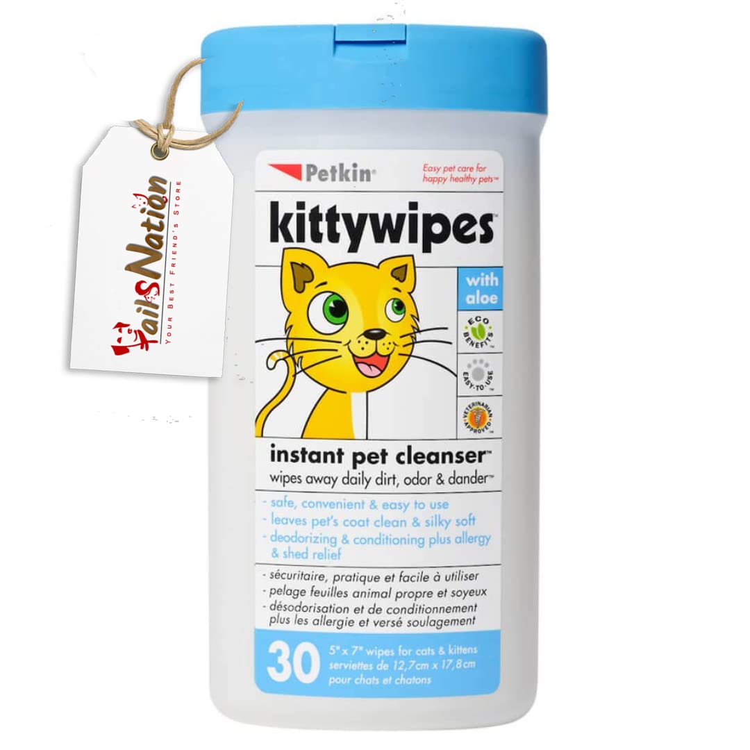 Tails Nation Petkin Grooming For Cats(Kitty Wipes With Aloe-30 Wipes)|Natural Formula Gently Removes Dirt,Discharge,& Tear Stains-Safe,Convenient,& Easy To Use Pet Wipes X (B0BST7WGYX) Amazon Price History, Amazon Price Tracker
