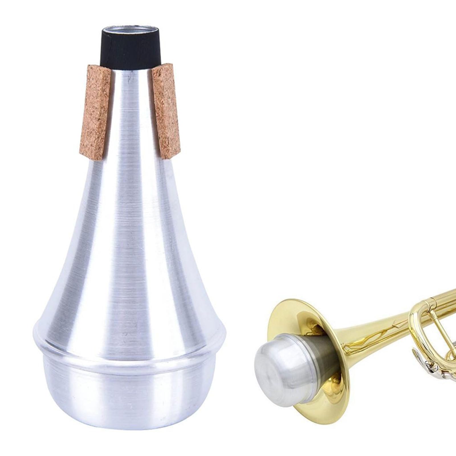 Tokaneit Sordina per Tromba in Lega di Alluminio Professionale Muto Silenzioso,Sordina per Tromba con Strisce di Sughero Leggere,Portatile Piccolo Silenzioso,Accessori per Strumenti Musicali
