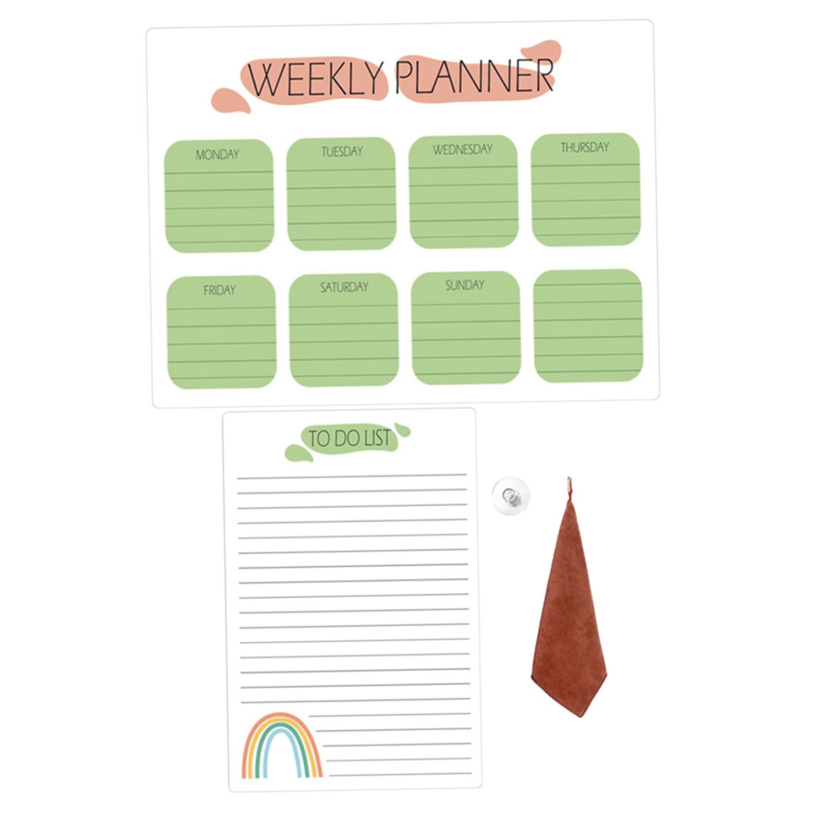 2 Sätze Magnetische Wochenplaner Whiteboard Kühlschrank Hafttafel Abwischbar Wiederverwendbar Klarer Organizer für Küche Büro und Zuhause mit Trocken Abwischbarer Oberfläche und