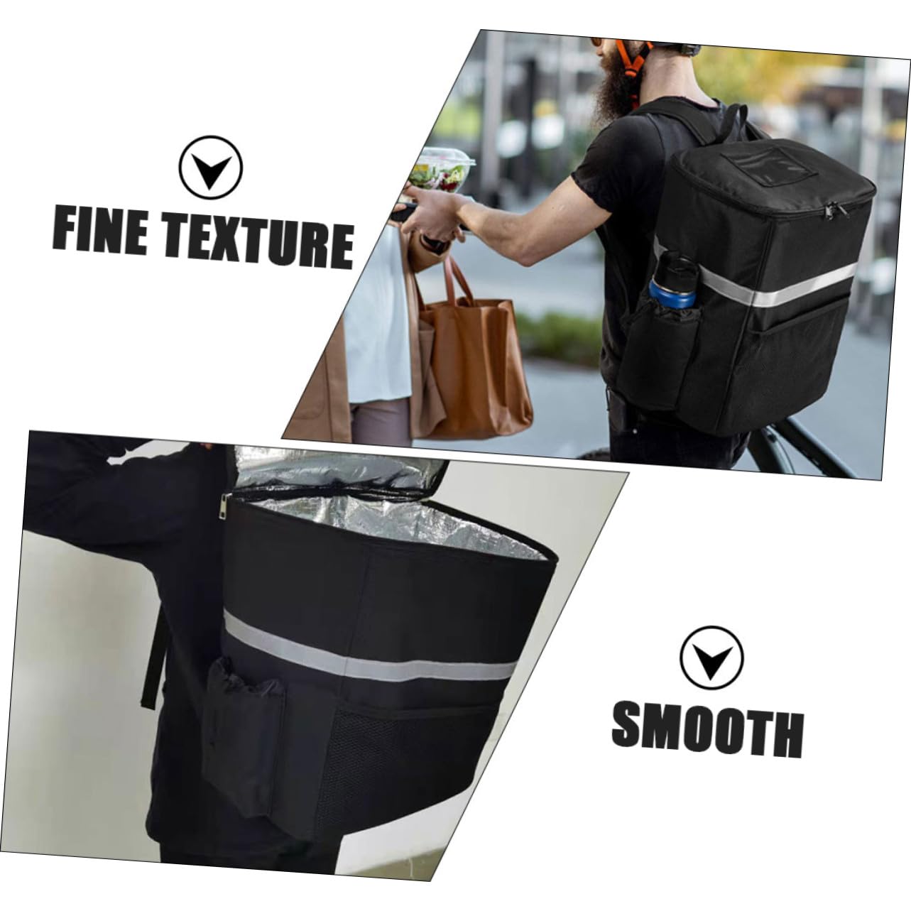 Isolierte Thermotasche mit Großer Kapazität und Gepolstert für Takeaway Picknick BBQ und Outdoor Verstellbarer Schultergurt Fronttasche für Handy und Snacks