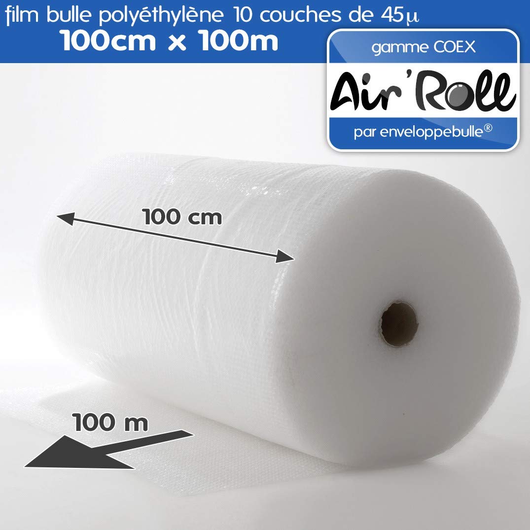 enveloppebulle 1 Rouleau de film bulle d'air largeur 100cm x longueur 100m - gamme Air'Roll COEX