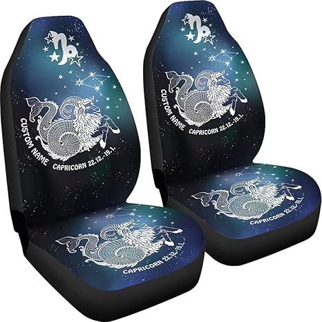 Personalized Capricorn Car Seat Covers, Capricorn Zodiac Car Front Seat Covers (Set of 2) - Custom Car Seat Protector (Without Custom Name)