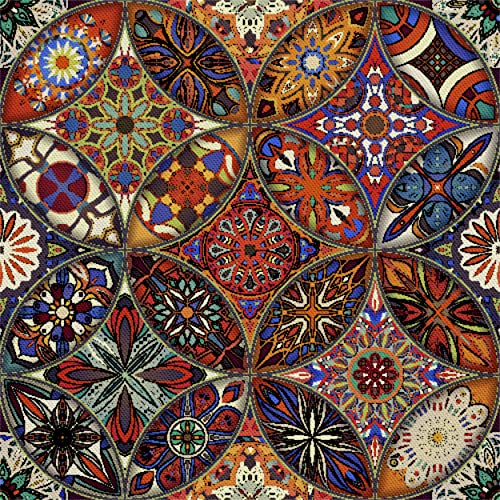 HEKO PANELS Bekledingsstof Meterstof Waterdicht Meubelstof Fijn Geweven Per Meter Geweven Robuust Voor Banken Stoelen Gordijnen Spreien Mandala Etnisch 1 Meter 155 x 100 cm