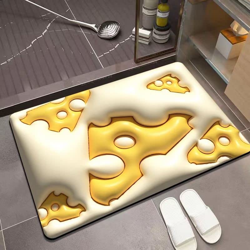 Soft Diatom Mud Floor Mat, 3D Stereo Vision Soft Bathroom Rugs, Diatomaceous Earth Breathable Water Absorption Anti Slip 3D Absorbent Mat Versatile Skid Resistance Fast Drying for Family(H4)