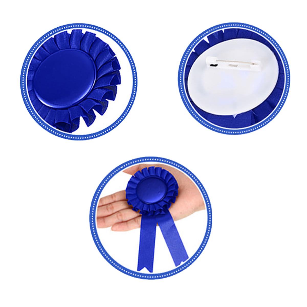 Paquete de 12 medallas de rosetas, medallas de ganadores Azules, artículos para Fiestas, para Eventos Deportivos, aulas, espectáculos de talentos, medallas