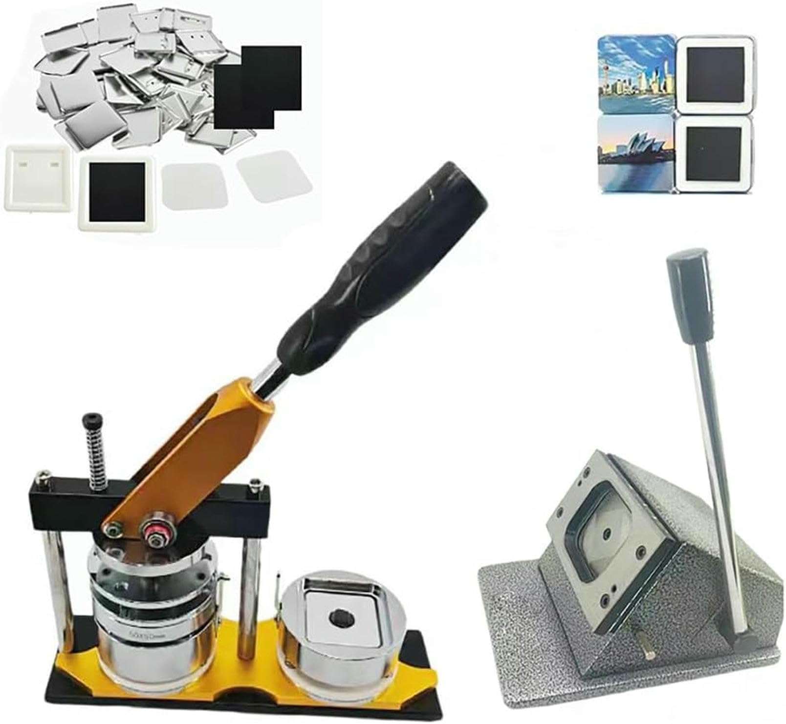 GTHTUHFD Fridge Magnet Machine Badge Maker Machine 50Mm Badge Press, With Fridge Magnet Button Badge Making, Professional Metal Badge Maker + Paper Cutter + 100Pcs Component