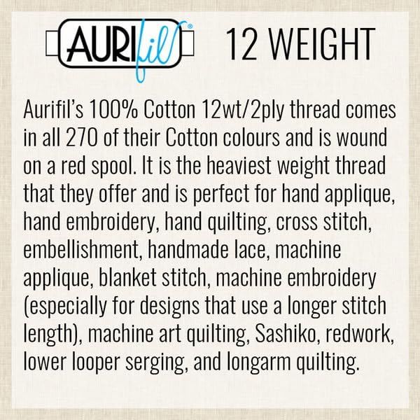 Hilo de algodón Aurifil 12 WT 2000 Light Sand 356 yd miniatura 3