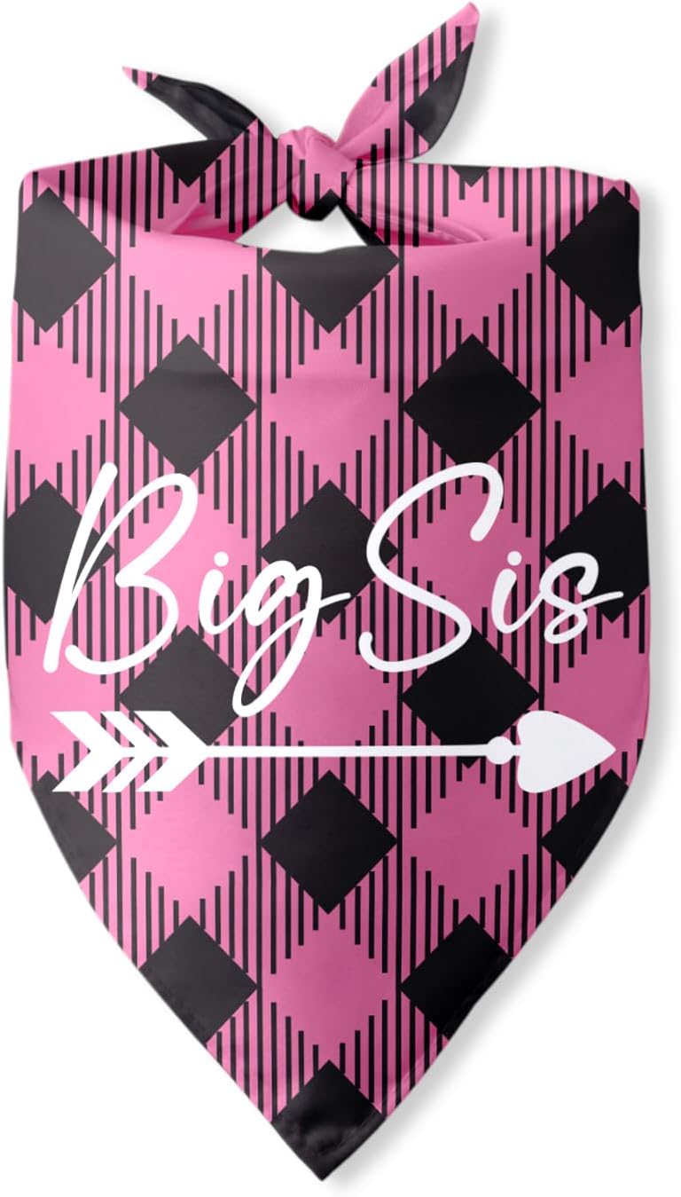 Big Sis Dog Bandanas Baby Announcement Gender Reveal Puppy Bandana Triangle Bibs Scarf Accessories for Small Medium