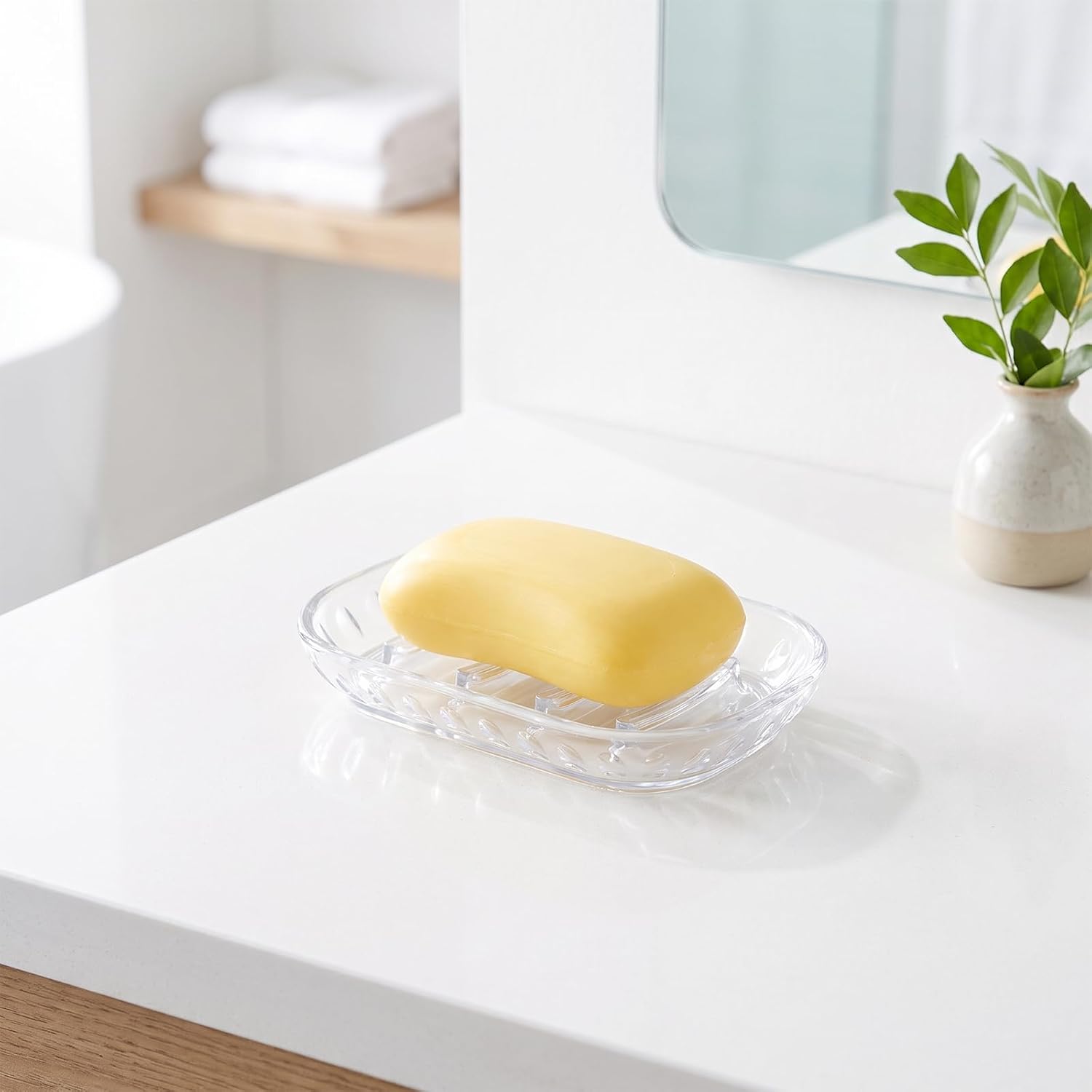 cobee 2 Pack Clear Soap Dish for Shower,Soap Holder with Drainage Tray