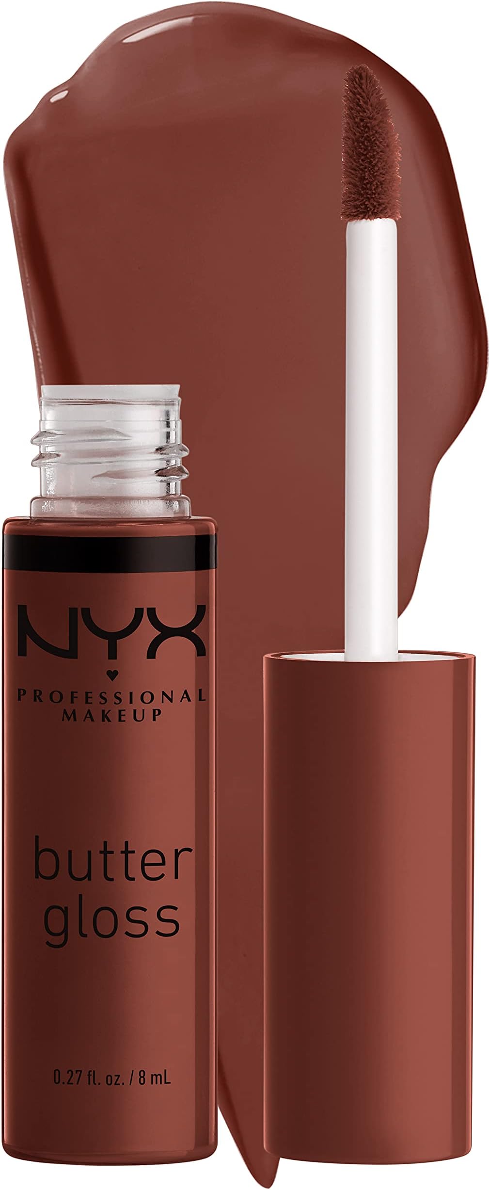 NYX Professional Lip Gloss, Makeup Butter Liquid Lip Gloss, Glossy Softening Shine, Cruelty Free Fornula, Moisturizing, Easy to Apply, Comfortable to Wear, Shade: 51 Brownie Drip