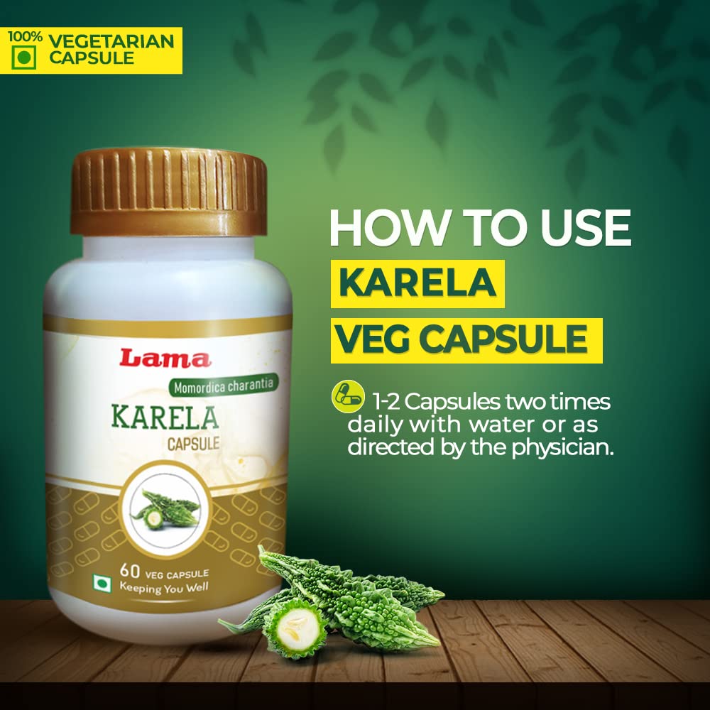Lama Karela Capsule (Momordica charantia), With Pure Natural Extracts of Karela, Helps to control blood sugar level and healthy digestion, Natural Blood Purifier for Glowing Skin (Each capsule 500 mg) - 60 Vegetarian Capsules - Image 5 thumbnail