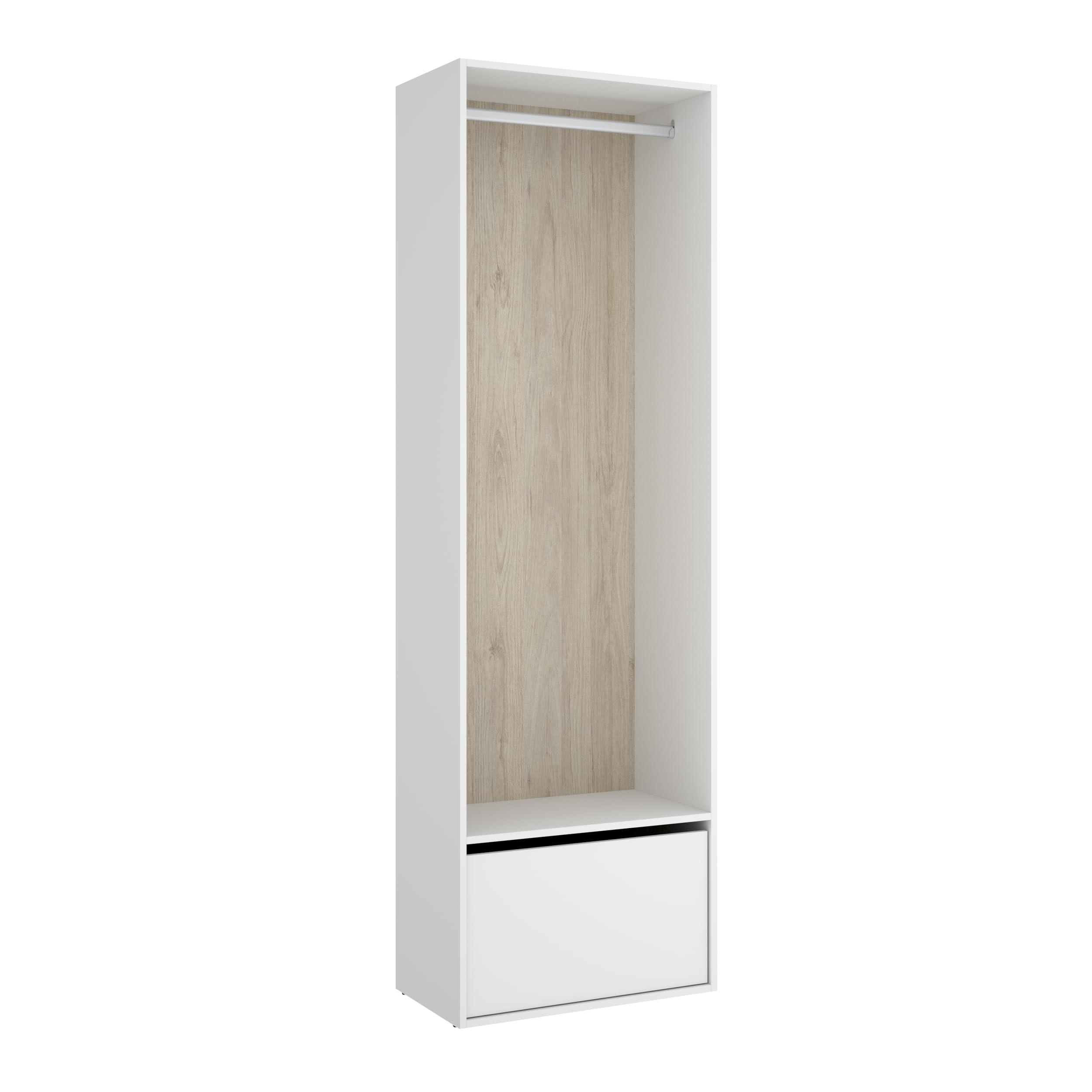 DEKIT GRUPO RIMOBEL SUIT - Armario-vestidor con zapatero y con trasera reversible - BLANCO/NATURAL - 205 x 60 x 45