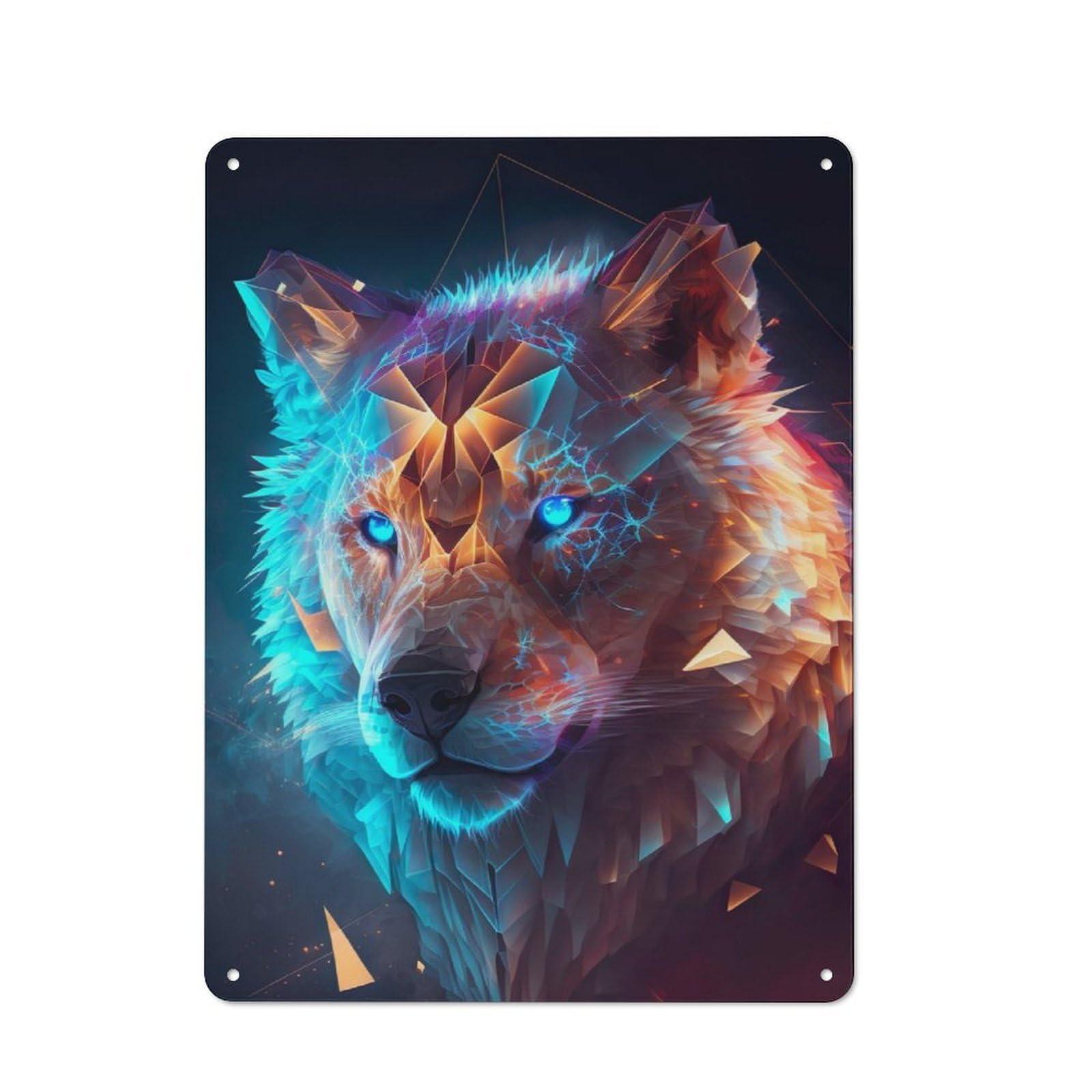 Junmoney Abstract Lion Wolf Fusion Rustic Metal Sign 40X30cm For Hallway Wall, For Collectors Of Rustic Metal Wall Decor