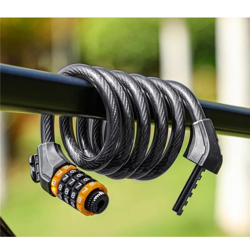 Lucchetto Bici Lucchetto for cavo con codice a cifre for bicicletta 120/150 cm Catena Bici | Catena a filo per scooter MTB, bici da strada, bicicletta, 150 cm, codice 5