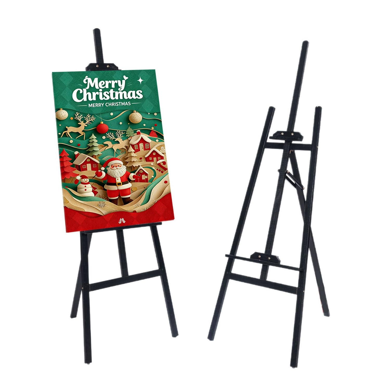 2PCS Caballete Madera,Caballete de madera natural negra de 175cm,soporte profesional para lienzos,adecuado para niños y adultos,apto para pinturas acrílicas,al óleo,etc.,herramienta artística portátil