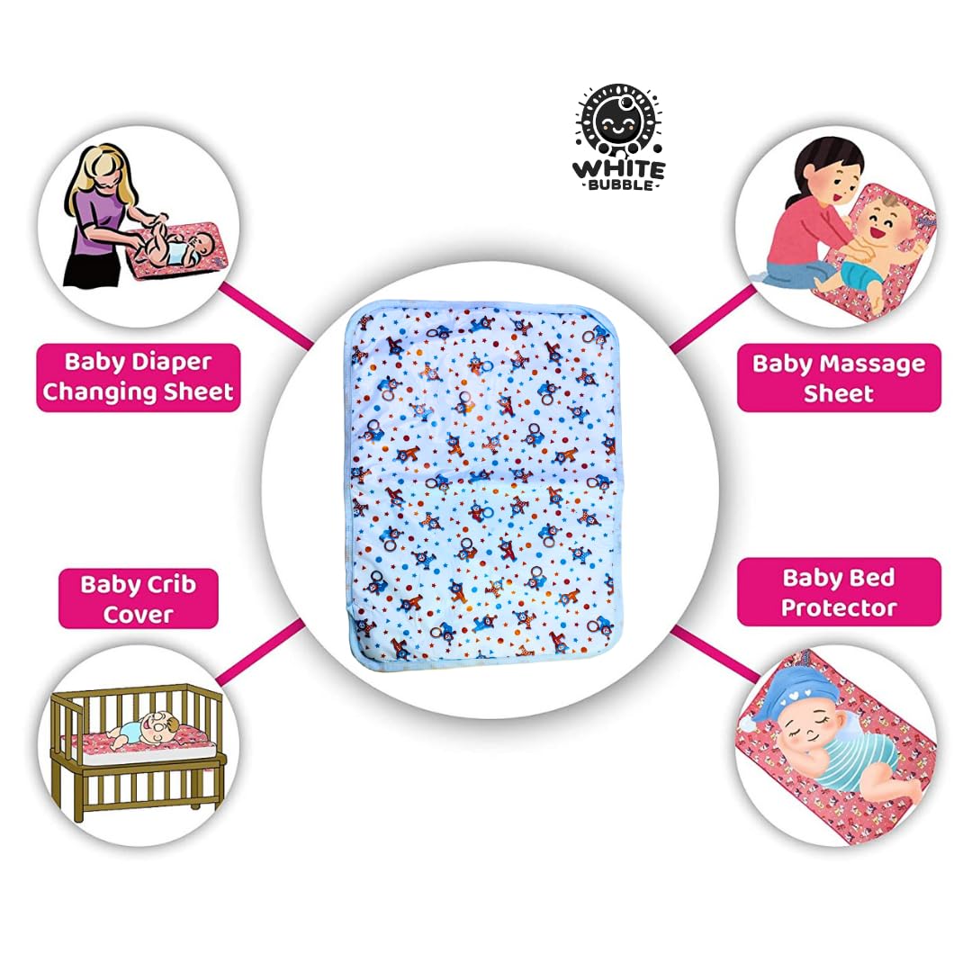 White Bubble Reusable Waterproof Baby Sheet - 0-6 Month New Born Baby Lightweight Cotton Mattress Protector 4