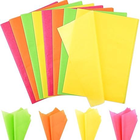 120-Sheet Neon Tissue Paper for Glowing Gift Wrapping