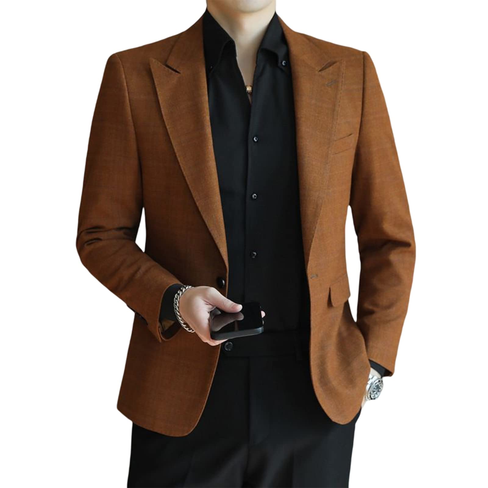 Mens Suit Blazer Jacket,One Button Dress Suit Solid Blazer Work Office Coat  Casual Business