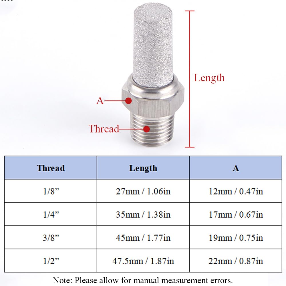 G Thread Stainless Steel Pneumatic Air Muffler 1/8