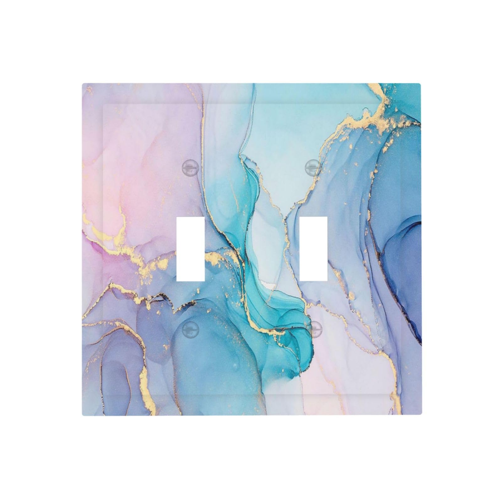 Sghxwp Decorative Switch Plate Covers Abstract Watercolor Purple Blue Marble Art Printed 2 Gang Double Toggle Light Switch Cover Electric Wall Plate