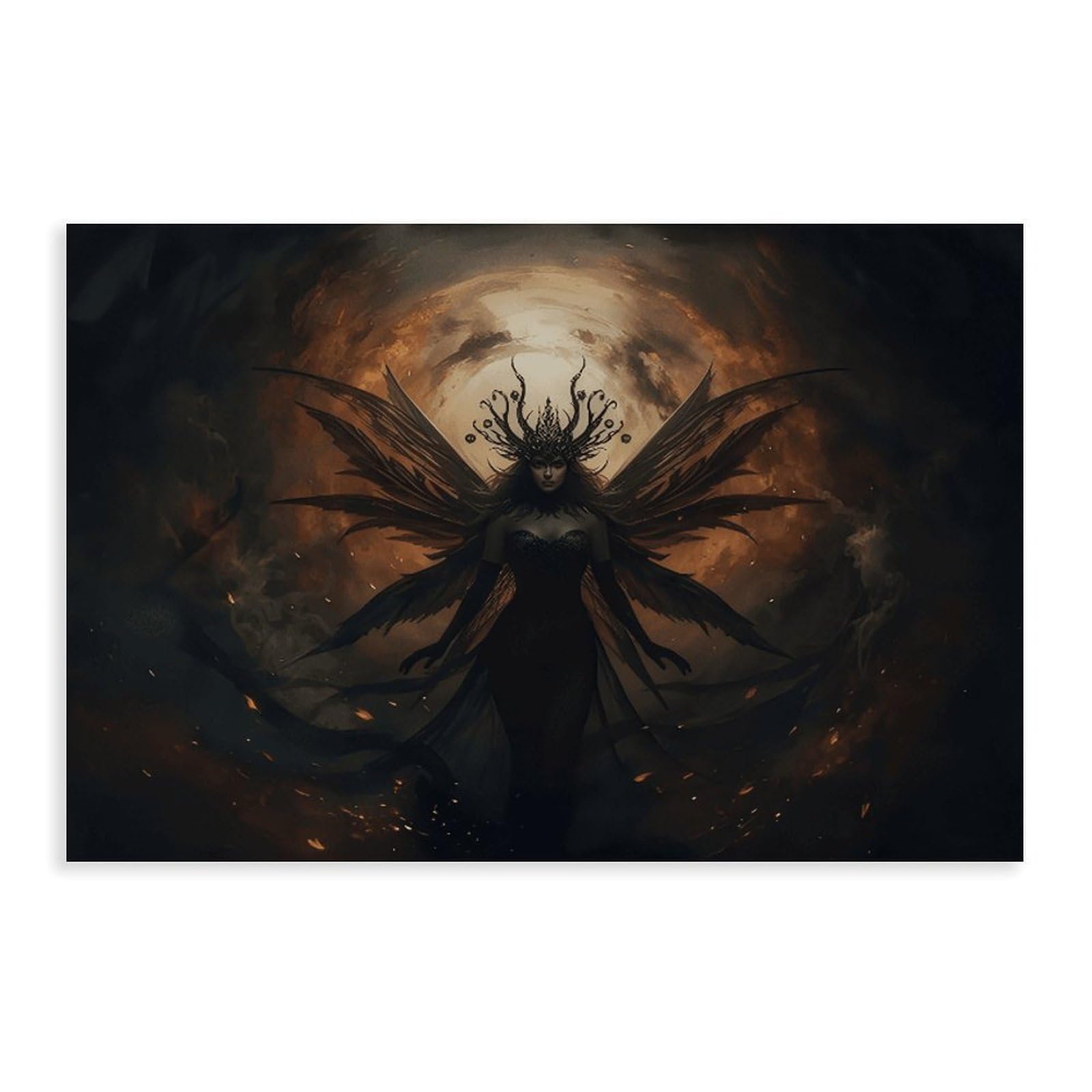 Dark Fairy Gothic Fantasy Art Canvas Poster Wall Art Decor Print Picture Paintings for Living Room Bedroom Decoration 08x12inch(20x30cm)