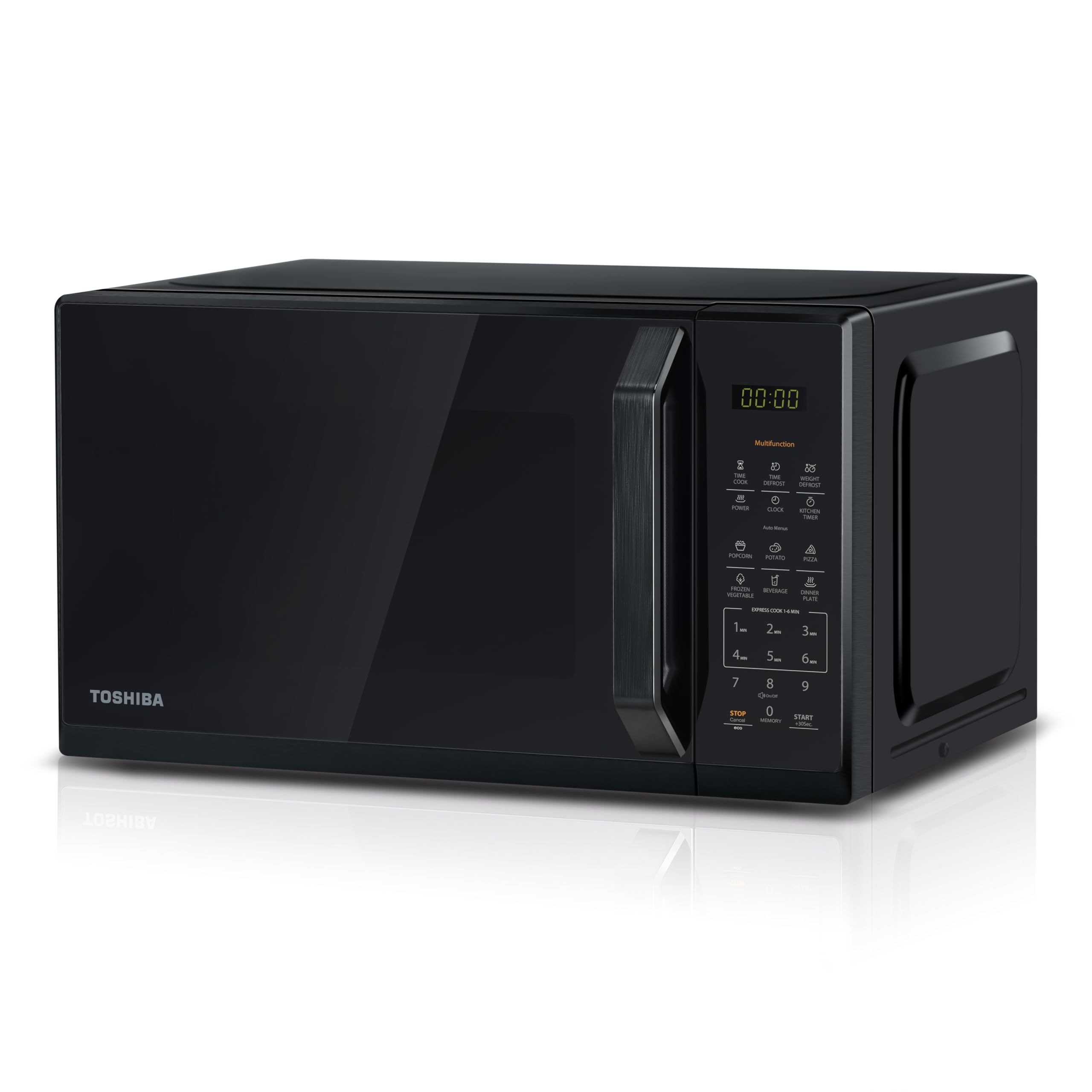 Toshiba Four Micro-ondes Posable 20L MW3-EM20PE(BM), 800W,6 Menus Automatiques, avec Éclairage LED Brillant, Noir