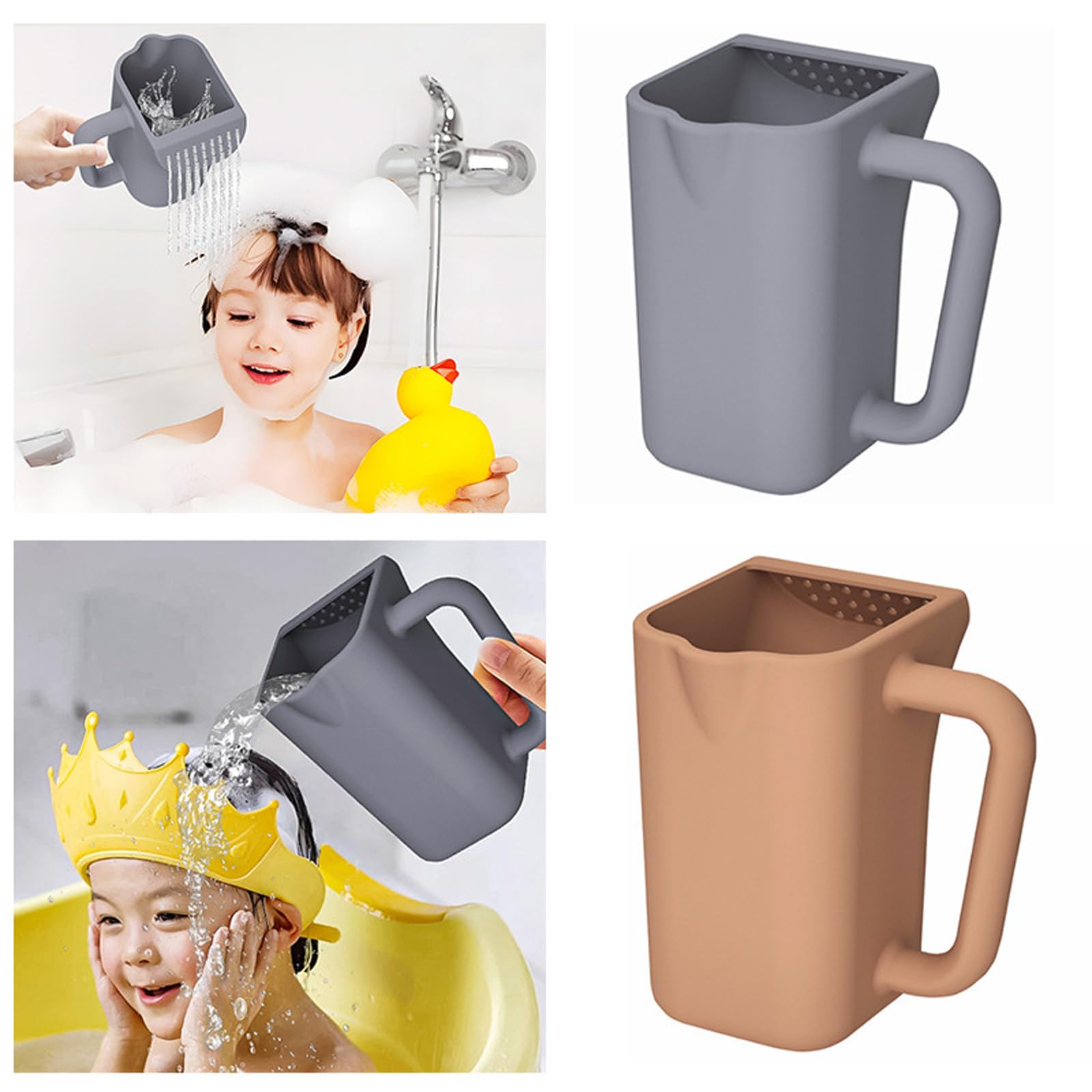Taza de baño para bebé con cabeza suave contorneada antideslizante accesorios de silicona para lavado diario del cabello, accesorios de silicona