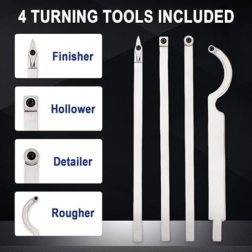 Miniatura 2 de Gribouillage Juego de herramientas de torno de carburo, herramientas de torno de madera con mango extraíble, herramienta de torneado con conector
