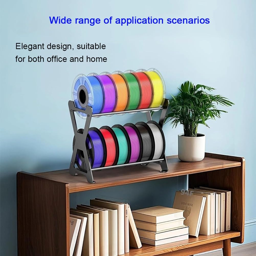 Estante de filamentos de metal, organizador de escritorio de doble capa para suministros de impresión 3D, ideal para estaciones de trabajo y oficinas